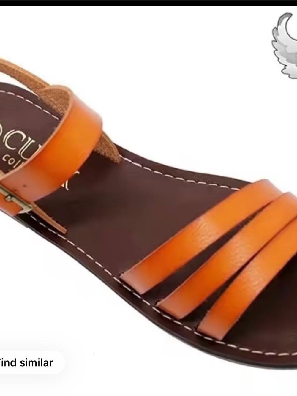 Women's Orange Leather Strappy Sandal with Ankle Buckle